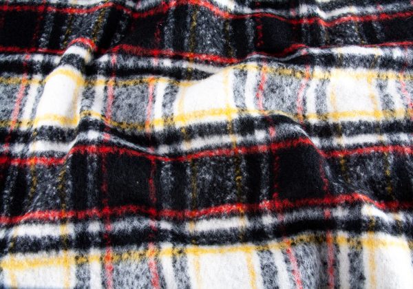 Large Brushed Tartan Wool Mix - Red and Yellow - Image 2