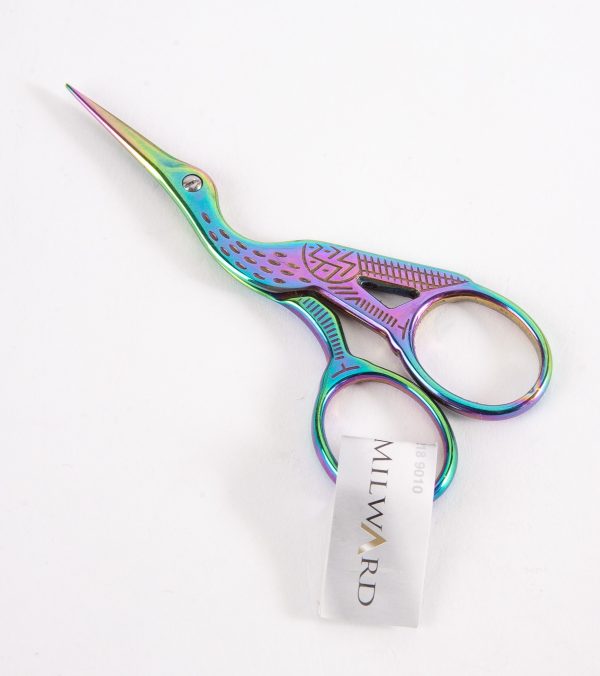 Stork Embroidery Scissors - 3.5" (9cm) Rainbow