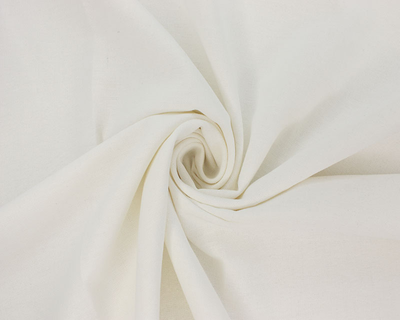 Perla Pure White - White Linen mix fabric, Plain