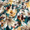 Renaissance Large Floral Stretch Sateen - Teal - Image 2