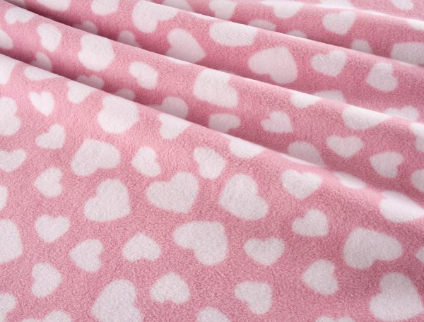 Printed Polar Fleece - Pink Hearts