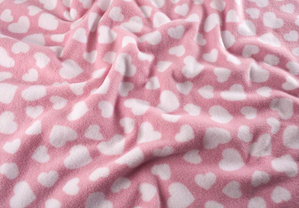 Printed Polar Fleece - Pink Hearts - Image 2