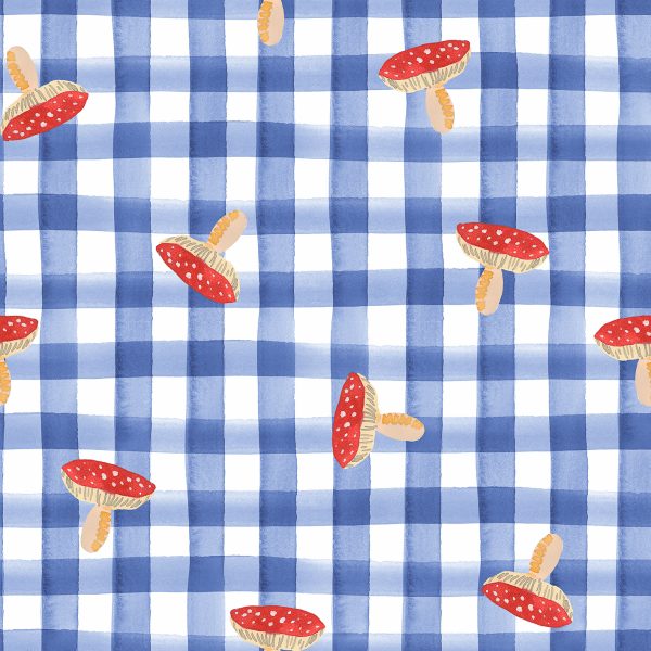 NEW Lewis & Irene Wee Blue Bell - Garden Explorer Toadstool Gingham