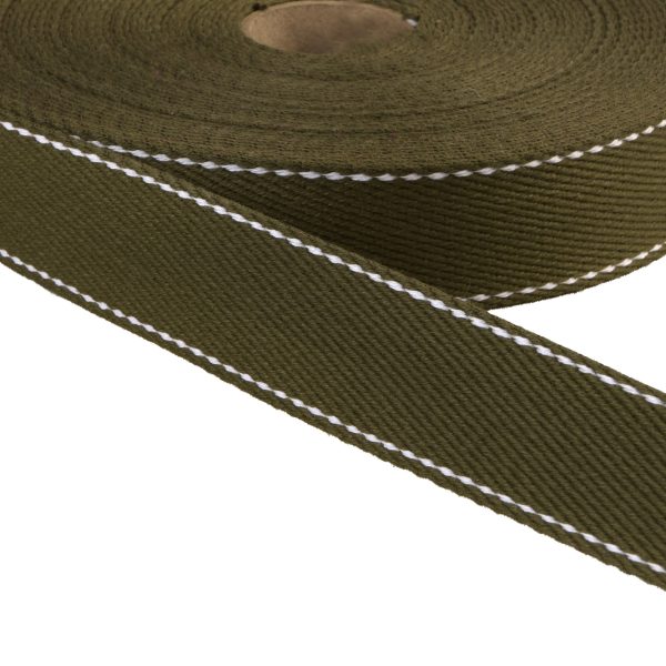 Webbing - Stitched Khaki Green 30mm