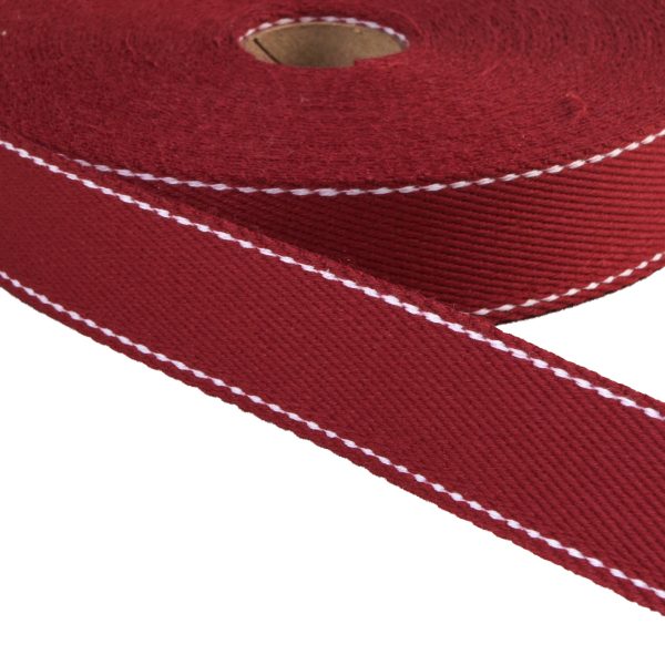 Webbing - Stitched Burgundy 30mm