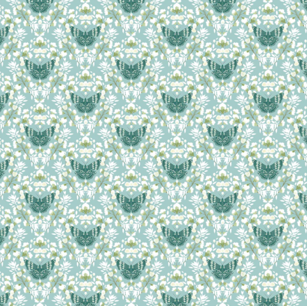 Poppie Cotton - Serenity Blooms Butterfly Blue