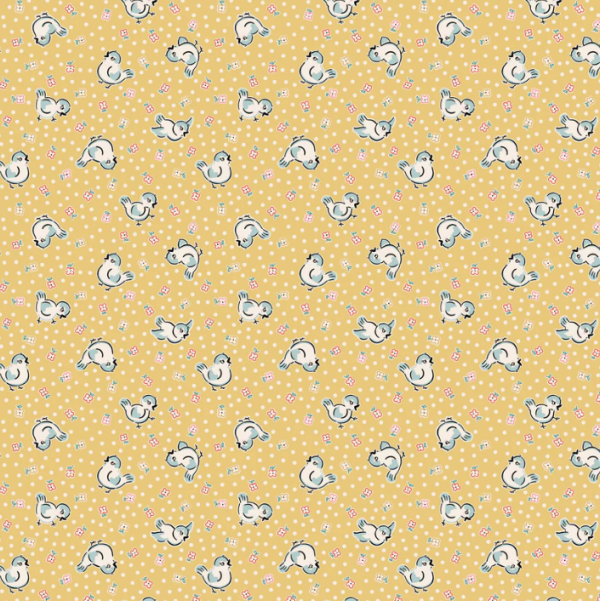 Poppie Cotton - Home Sweet Home Bluebirds Yellow