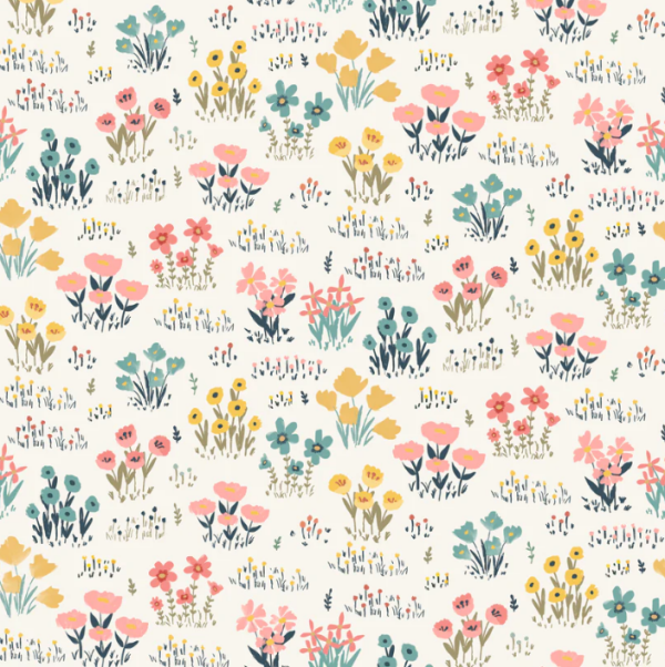 Poppie Cotton - Painted Blossoms Wild Flowers White
