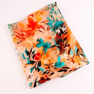Orange Floral Viscose - 1m piece