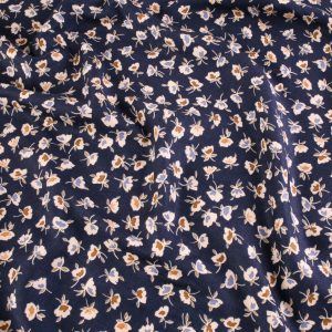 Deadstock Dressmaking Fabric - Navy Floral Viscose Twill