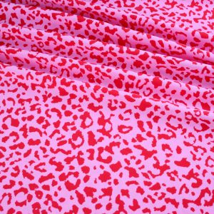 Deadstock Dressmaking Fabric - Bold Animal Print Pink and Red Polyester