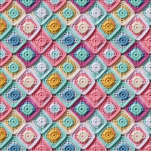 3D Knitting Print Cotton - Pastel Diamond